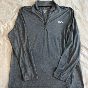 RVCA Mens Sport Vent Long Sleeve Half Zip Gray XL